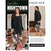 imageEkouaer Long Sleeve Nightgowns for Women Full Length Sleep Shirts Crew Neck Soft Nightshirts SXXLBlack Flower