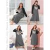 imageEkouaer Long Sleeve Nightgowns for Women Full Length Sleep Shirts Crew Neck Soft Nightshirts SXXLDark Grey Heart