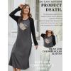 imageEkouaer Long Sleeve Nightgowns for Women Full Length Sleep Shirts Crew Neck Soft Nightshirts SXXLDark Grey Heart