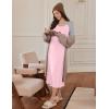 imageEkouaer Long Sleeve Nightgowns for Women Full Length Sleep Shirts Crew Neck Soft Nightshirts SXXLPink Teedy Bear