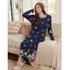imageEkouaer Long Sleeve Nightgowns for Women Full Length Sleep Shirts Crew Neck Soft Nightshirts SXXLPurple Butterfly Flower