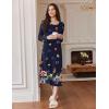 imageEkouaer Long Sleeve Nightgowns for Women Full Length Sleep Shirts Crew Neck Soft Nightshirts SXXLPurple Butterfly Flower