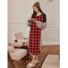 imageEkouaer Long Sleeve Nightgowns for Women Full Length Sleep Shirts Crew Neck Soft Nightshirts SXXLRed Black Plaid