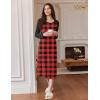 imageEkouaer Long Sleeve Nightgowns for Women Full Length Sleep Shirts Crew Neck Soft Nightshirts SXXLRed Black Plaid