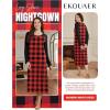 imageEkouaer Long Sleeve Nightgowns for Women Full Length Sleep Shirts Crew Neck Soft Nightshirts SXXLRed Black Plaid