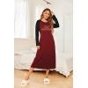 imageEkouaer Long Sleeve Nightgowns for Women Full Length Sleep Shirts Crew Neck Soft Nightshirts SXXLWine Red Princess