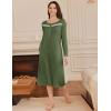 imageEkouaer Long Sleeve Nightgowns for Women Long Sleepshirts Button Night Gowns Sleepwear Full Length Sleep Dress with PocketsArmy Green