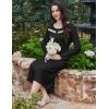 imageEkouaer Long Sleeve Nightgowns for Women Long Sleepshirts Button Night Gowns Sleepwear Full Length Sleep Dress with PocketsBlack