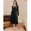imageEkouaer Long Sleeve Nightgowns for Women Long Sleepshirts Button Night Gowns Sleepwear Full Length Sleep Dress with PocketsBlack