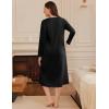 imageEkouaer Long Sleeve Nightgowns for Women Long Sleepshirts Button Night Gowns Sleepwear Full Length Sleep Dress with PocketsBlack