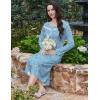 imageEkouaer Long Sleeve Nightgowns for Women Long Sleepshirts Button Night Gowns Sleepwear Full Length Sleep Dress with PocketsBlue Flower