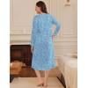 imageEkouaer Long Sleeve Nightgowns for Women Long Sleepshirts Button Night Gowns Sleepwear Full Length Sleep Dress with PocketsBlue Flower