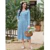imageEkouaer Long Sleeve Nightgowns for Women Long Sleepshirts Button Night Gowns Sleepwear Full Length Sleep Dress with PocketsBlue Flower