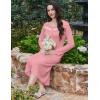 imageEkouaer Long Sleeve Nightgowns for Women Long Sleepshirts Button Night Gowns Sleepwear Full Length Sleep Dress with PocketsDark Pink