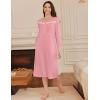 imageEkouaer Long Sleeve Nightgowns for Women Long Sleepshirts Button Night Gowns Sleepwear Full Length Sleep Dress with PocketsDark Pink