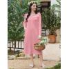imageEkouaer Long Sleeve Nightgowns for Women Long Sleepshirts Button Night Gowns Sleepwear Full Length Sleep Dress with PocketsDark Pink