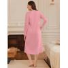 imageEkouaer Long Sleeve Nightgowns for Women Long Sleepshirts Button Night Gowns Sleepwear Full Length Sleep Dress with PocketsDark Pink
