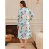 imageEkouaer Long Sleeve Nightgowns for Women Long Sleepshirts Button Night Gowns Sleepwear Full Length Sleep Dress with PocketsFloral Green