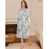 imageEkouaer Long Sleeve Nightgowns for Women Long Sleepshirts Button Night Gowns Sleepwear Full Length Sleep Dress with PocketsFloral Green
