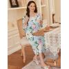 imageEkouaer Long Sleeve Nightgowns for Women Long Sleepshirts Button Night Gowns Sleepwear Full Length Sleep Dress with PocketsFloral Green
