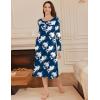 imageEkouaer Long Sleeve Nightgowns for Women Long Sleepshirts Button Night Gowns Sleepwear Full Length Sleep Dress with PocketsFloral Navy Blue