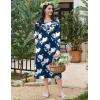 imageEkouaer Long Sleeve Nightgowns for Women Long Sleepshirts Button Night Gowns Sleepwear Full Length Sleep Dress with PocketsFloral Navy Blue