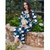 imageEkouaer Long Sleeve Nightgowns for Women Long Sleepshirts Button Night Gowns Sleepwear Full Length Sleep Dress with PocketsFloral Navy Blue