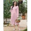 imageEkouaer Long Sleeve Nightgowns for Women Long Sleepshirts Button Night Gowns Sleepwear Full Length Sleep Dress with PocketsFloral Pink