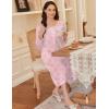 imageEkouaer Long Sleeve Nightgowns for Women Long Sleepshirts Button Night Gowns Sleepwear Full Length Sleep Dress with PocketsFloral Pink
