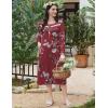 imageEkouaer Long Sleeve Nightgowns for Women Long Sleepshirts Button Night Gowns Sleepwear Full Length Sleep Dress with PocketsFloral Red