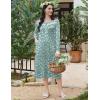 imageEkouaer Long Sleeve Nightgowns for Women Long Sleepshirts Button Night Gowns Sleepwear Full Length Sleep Dress with PocketsGreen Flower