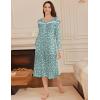 imageEkouaer Long Sleeve Nightgowns for Women Long Sleepshirts Button Night Gowns Sleepwear Full Length Sleep Dress with PocketsGreen Flower