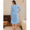 imageEkouaer Long Sleeve Nightgowns for Women Long Sleepshirts Button Night Gowns Sleepwear Full Length Sleep Dress with PocketsLight Blue