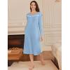 imageEkouaer Long Sleeve Nightgowns for Women Long Sleepshirts Button Night Gowns Sleepwear Full Length Sleep Dress with PocketsLight Blue