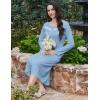 imageEkouaer Long Sleeve Nightgowns for Women Long Sleepshirts Button Night Gowns Sleepwear Full Length Sleep Dress with PocketsLight Blue