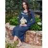imageEkouaer Long Sleeve Nightgowns for Women Long Sleepshirts Button Night Gowns Sleepwear Full Length Sleep Dress with PocketsNavy Blue