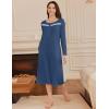 imageEkouaer Long Sleeve Nightgowns for Women Long Sleepshirts Button Night Gowns Sleepwear Full Length Sleep Dress with PocketsNavy Blue