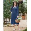 imageEkouaer Long Sleeve Nightgowns for Women Long Sleepshirts Button Night Gowns Sleepwear Full Length Sleep Dress with PocketsNavy Blue