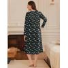 imageEkouaer Long Sleeve Nightgowns for Women Long Sleepshirts Button Night Gowns Sleepwear Full Length Sleep Dress with PocketsNavy Blue Flower