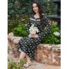 imageEkouaer Long Sleeve Nightgowns for Women Long Sleepshirts Button Night Gowns Sleepwear Full Length Sleep Dress with PocketsNavy Blue Flower