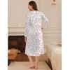 imageEkouaer Long Sleeve Nightgowns for Women Long Sleepshirts Button Night Gowns Sleepwear Full Length Sleep Dress with PocketsPink Flower