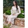 imageEkouaer Long Sleeve Nightgowns for Women Long Sleepshirts Button Night Gowns Sleepwear Full Length Sleep Dress with PocketsPink Flower