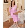 imageEkouaer Long Sleeve Nightgowns for Women Long Sleepshirts Button Night Gowns Sleepwear Full Length Sleep Dress with PocketsPink Flroal
