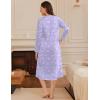 imageEkouaer Long Sleeve Nightgowns for Women Long Sleepshirts Button Night Gowns Sleepwear Full Length Sleep Dress with PocketsPurple Flroal