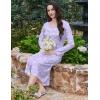 imageEkouaer Long Sleeve Nightgowns for Women Long Sleepshirts Button Night Gowns Sleepwear Full Length Sleep Dress with PocketsPurple Flroal