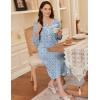 imageEkouaer Long Sleeve Nightgowns for Women Long Sleepshirts Button Night Gowns Sleepwear Full Length Sleep Dress with PocketsRed Flroal