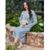 imageEkouaer Long Sleeve Nightgowns for Women Long Sleepshirts Button Night Gowns Sleepwear Full Length Sleep Dress with PocketsRed Flroal