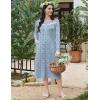 imageEkouaer Long Sleeve Nightgowns for Women Long Sleepshirts Button Night Gowns Sleepwear Full Length Sleep Dress with PocketsRed Flroal