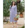 imageEkouaer Long Sleeve Nightgowns for Women Long Sleepshirts Button Night Gowns Sleepwear Full Length Sleep Dress with PocketsViolet Dot