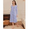 imageEkouaer Long Sleeve Nightgowns for Women Long Sleepshirts Button Night Gowns Sleepwear Full Length Sleep Dress with PocketsViolet Dot